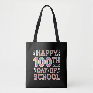 Tote Bag Joyeux 100e jour d'école Tie-Dye Arc-en-ciel 100 J