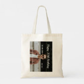 Tote Bag Joyeux 20e anniversaire simple photo ajouter nom d (Dos)