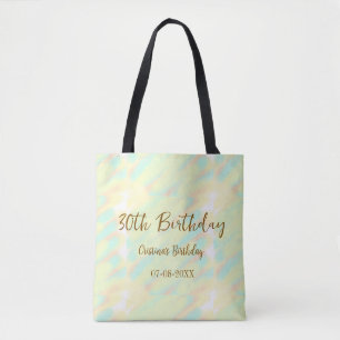 Tote Bag Joyeux 30e anniversaire jaune orange aquarelle mod