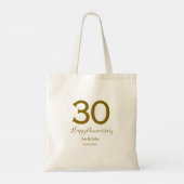 Tote Bag Joyeux 30e anniversaire nom date golden bold lette (Dos)