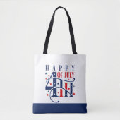 Tote Bag Joyeux 4 juillet rouge blanc et bleu (Devant)
