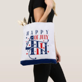 Tote Bag Joyeux 4 juillet rouge blanc et bleu (De près)