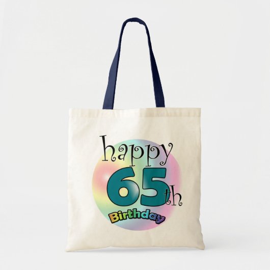 Tote Bag Joyeux 65e anniversaire (blauw) (Devant)