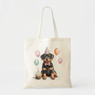 Tote Bag Joyeux Anniversaire Chien Rottweiler