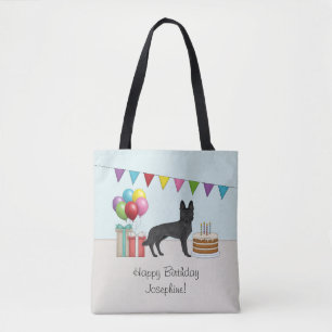 Tote Bag Joyeux anniversaire coloré Berger allemand noir
