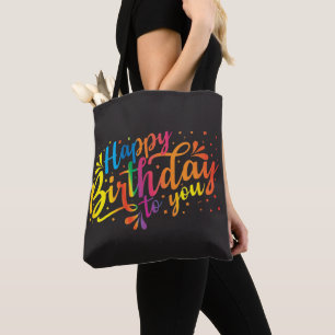 Tote Bag Joyeux anniversaire - couleurs arc-en-ciel Anniver