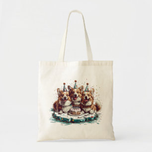 Tote Bag Joyeux Anniversaire Pembroke Welsh Corgi Chiens