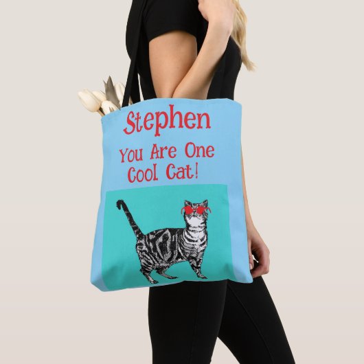 Tote Bag Joyeux anniversaire Vous Cool Tabby Chat Mens Mari (De près)