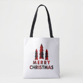 Tote Bag Joyeux Arbres de Noël Rustiques Buffalo Rouge Plai (Devant)