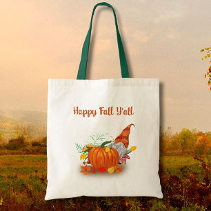 Tote Bag Joyeux Automne à Tous Gnome d'Automne Avec Citroui