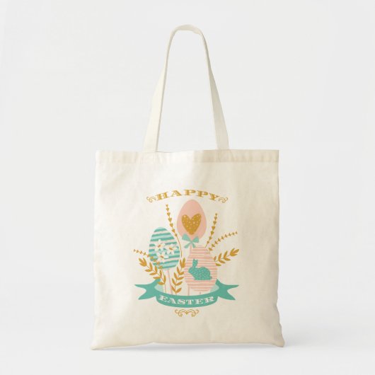 Tote Bag Joyeux bouquet de Pâques Lapin et oeufs de Pâques (Devant)