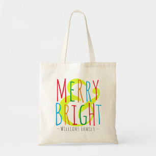 Tote Bag Joyeux & Bright Red Green Blue Typographie Nom