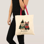 Tote Bag Joyeux Buldogs français de Noël (Devant (produit))