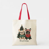 Tote Bag Joyeux Buldogs français de Noël (Dos)