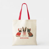 Tote Bag Joyeux Buldogs français de Noël (Dos)