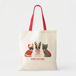 Tote Bag Joyeux Buldogs français de Noël