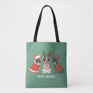 Tote Bag Joyeux Buldogs français de Noël