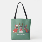 Tote Bag Joyeux Buldogs français de Noël (Dos)