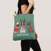 Tote Bag Joyeux Buldogs français de Noël (De près)