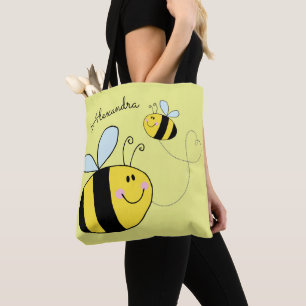 Tote Bag Joyeux Bumble Bees Flying Heart Personnalisé