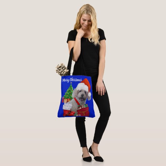 Tote Bag Joyeux canicule de Noël Bleu Dames Épaule (Sur le modèle)