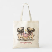 Tote Bag Joyeux Carlin d'anniversaire Chiens Cupcake (Dos)