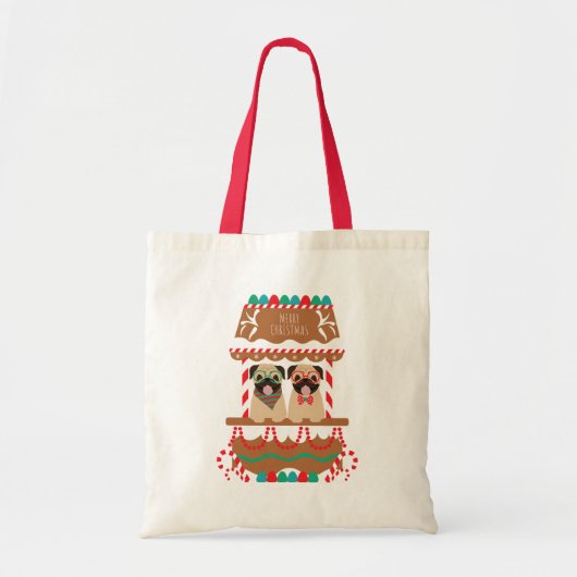 Tote Bag Joyeux Carlins de Noël Chiens de vacances (Devant)