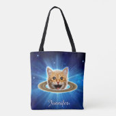 Tote Bag Joyeux chat dans l'espace. (Dos)