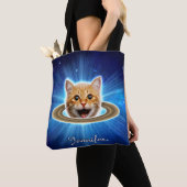 Tote Bag Joyeux chat dans l'espace. (De près)