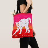 Tote Bag Joyeux chat de Noël (De près)