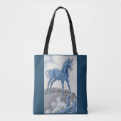 Tote Bag joyeux cheval en bleu (Devant)