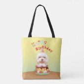 Tote Bag Joyeux chien d'anniversaire avec gâteau (Dos)