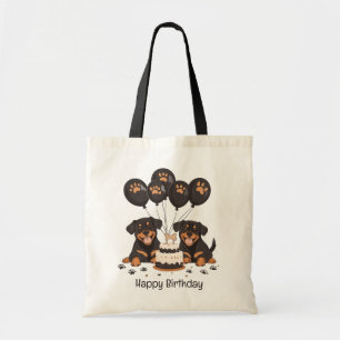 Tote Bag Joyeux chien Rottweiler d'anniversaire