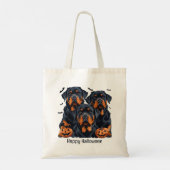 Tote Bag Joyeux chien Rottweiler Halloween Jack-o'-lantern (Dos)
