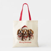 Tote Bag Joyeux Chiens Beagles de Noël (Dos)