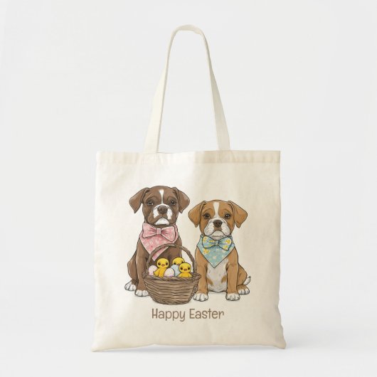 Tote Bag Joyeux Chiens De Boxer De Pâques (Devant)