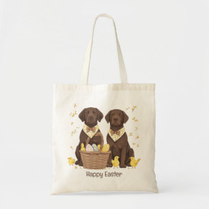 Tote Bag Joyeux Chiens de récupération de chocolat de Pâque