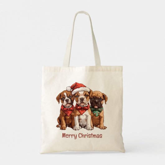 Tote Bag Joyeux Chiens en boîte de Noël (Dos)