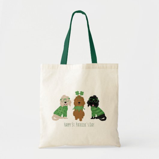 Tote Bag Joyeux Chiens Goldendoodle Jour de la Saint Patric (Devant)
