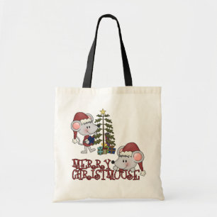 Tote Bag Joyeux Christmouse avec l'arbre
