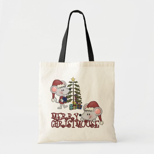 Tote Bag Joyeux Christmouse avec l'arbre (Devant)