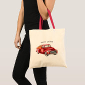 Tote Bag Joyeux Citrouilles de Camion Rouge Automne (Devant (produit))