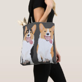 Tote Bag Joyeux Corgis en course (De près)