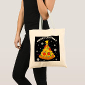 Tote Bag Joyeux Crustmas Pizza Arbre de Noël Joyeux Noël (Devant (produit))