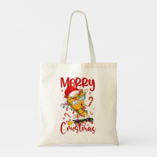 Tote Bag Joyeux Crustmas Pizza Arbre de Noël Noël Noël Joye (Dos)
