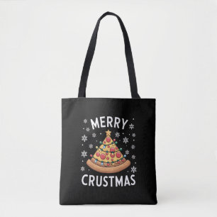 Tote Bag Joyeux Crustmas Pizza Noël Arbre de Noël Cadeaux