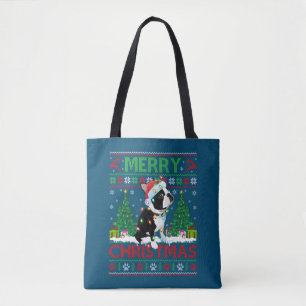 Tote Bag Joyeux éclairage de Noël laide Boston Terrier Chri