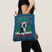 Tote Bag Joyeux éclairage de Noël laide Boston Terrier Chri (De près)