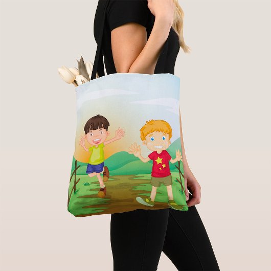 Tote Bag Joyeux Enfants Jouant À L'Extérieur