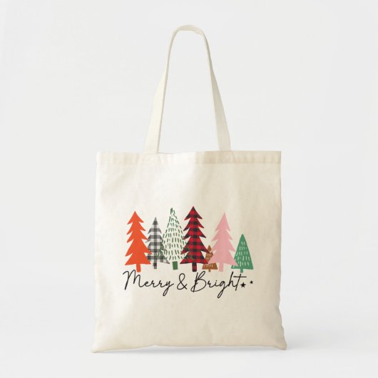 Tote Bag Joyeux et brillants arbres de Noël (Devant)